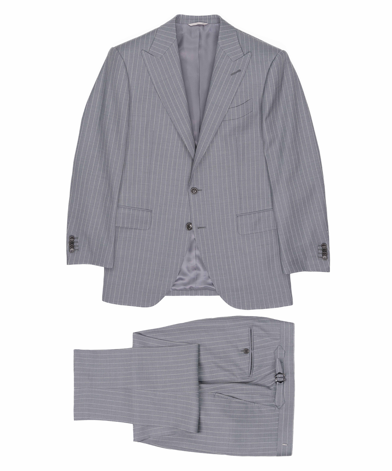 Grey Pinstripe Single Breast Suit Combo - web