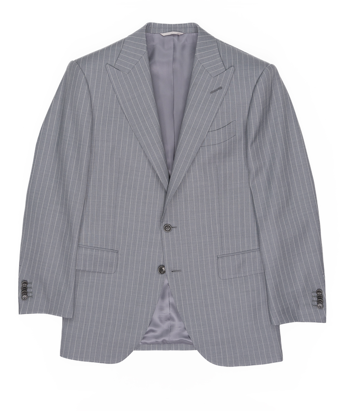 Grey Pinstripe Single Breast Suit Jacket - web